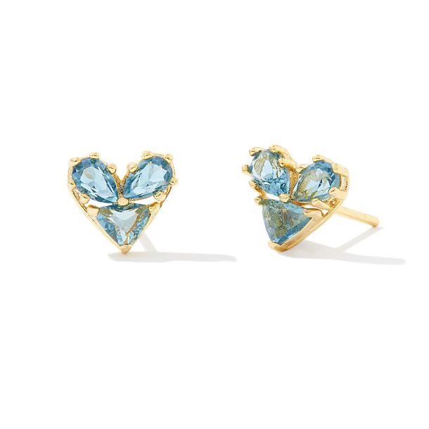 Kendra Scott Katy Heart Stud Earrings in Teal Glass