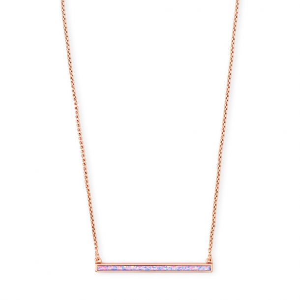 Kendra Scott Kelsey Necklace in Lavender Kyocera Simulated Opal Rose Gold Plated