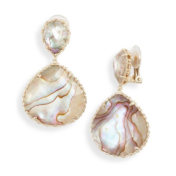 Kendra Scott Kenzie Drop Clip-On Earrings In Nude Abalone Shell | Reeds ...