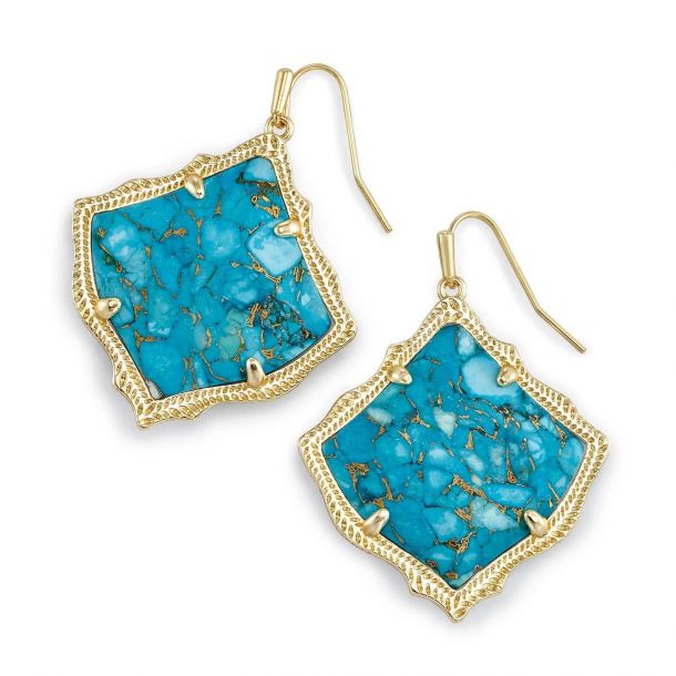 Kendra Scott Kirsten Earrings in Bronze Veined Turquoise Colored Magnesite