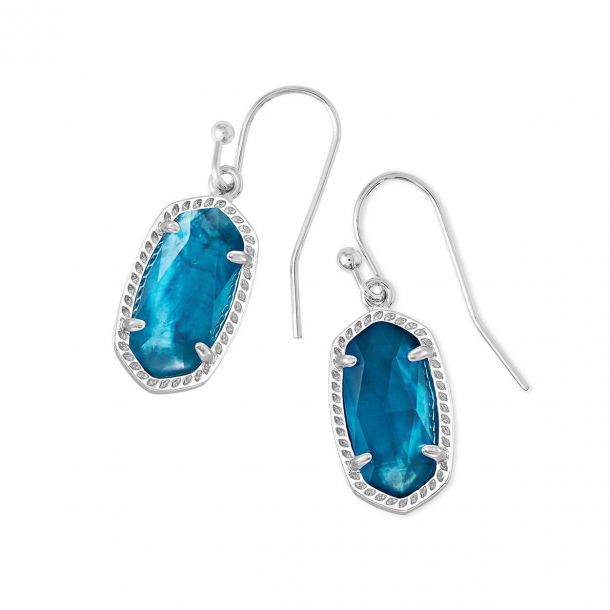 Kendra Scott Lee Earrings in Peacock Blue Illusion Rhodium Plated