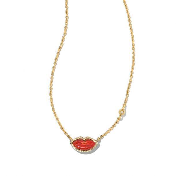 Red outlet lips necklace