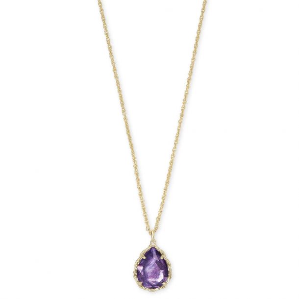 Kendra Scott Macram Dee Short Pendant Necklace in Purple Mica