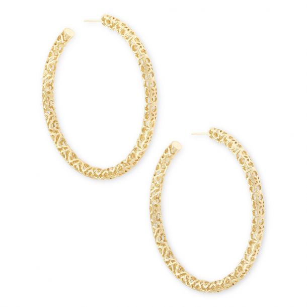 Kendra Scott Maggie Large Hoop Earrings in Gold Plated Filigree