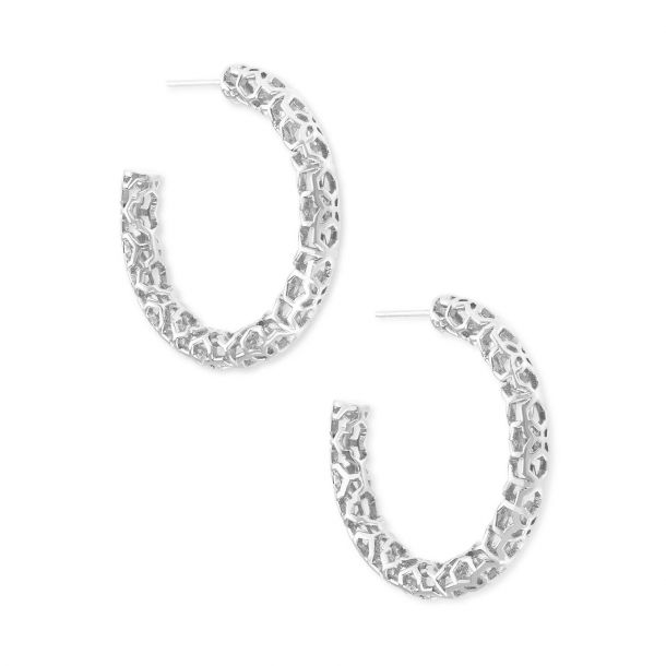 Kendra Scott Maggie Small Hoop Earrings in Rhodium Filigree REEDS Jewelers