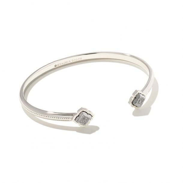 Kendra Scott Mallory Cuff Bracelet in Platinum Tone Drusy REEDS Jewelers