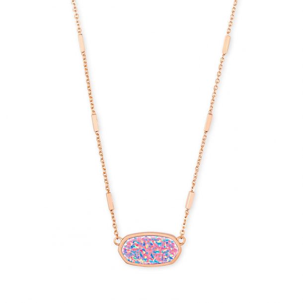 Kendra Scott Miley Necklace in Lavender Kyocera Simulated Opal Rose Gold Plated