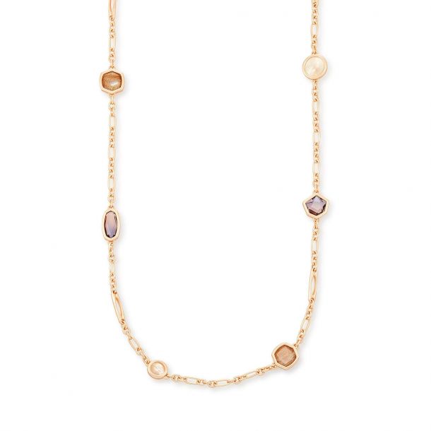 Rose gold long strand necklaces best sale