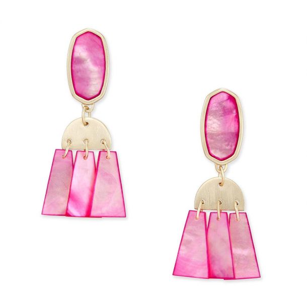 Kendra Scott Noah Statement Earrings in Magenta Mother of Pearl Gold Plated
