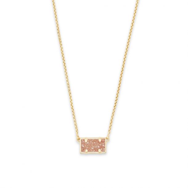 Authentic Kendra Scott Pattie Gold White Drusy Quartz Pendant Necklace