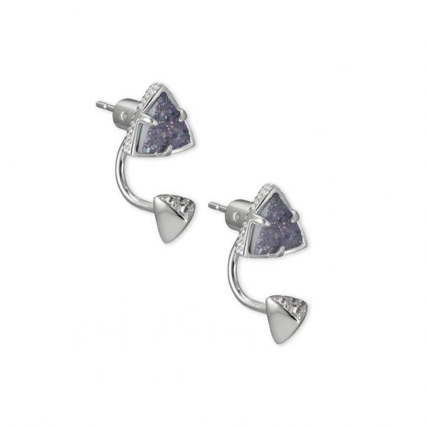 Kendra Scott Perry Ear Jacket Earrings in Steel Gray Drusy