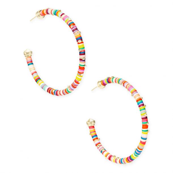 Kendra Scott Reece Beaded Hoop Earrings in Bright Mix Gold Plated