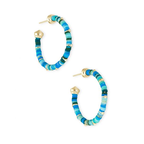 Kendra Scott Reece Small Hoop Earrings in Sea Green Mix REEDS