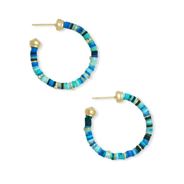 Kendra Scott Reece Small Hoop Earrings in Sea Green Mix REEDS
