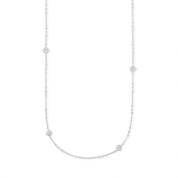 Kendra Scott Rue Long Strand Necklace Rhodium Plated