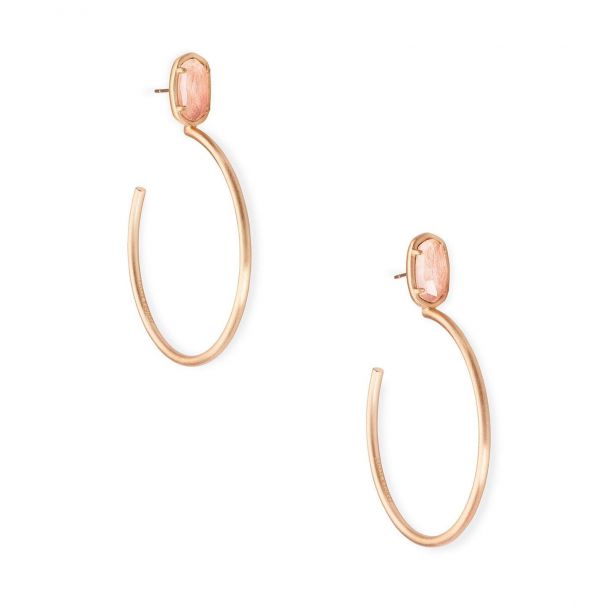 Kendra Scott Small Stone Pepper Hoop Earrings in Blush Wood