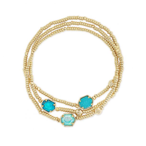 Kendra Scott Tomon Stretch Beaded Bracelet Set in Blue Mix