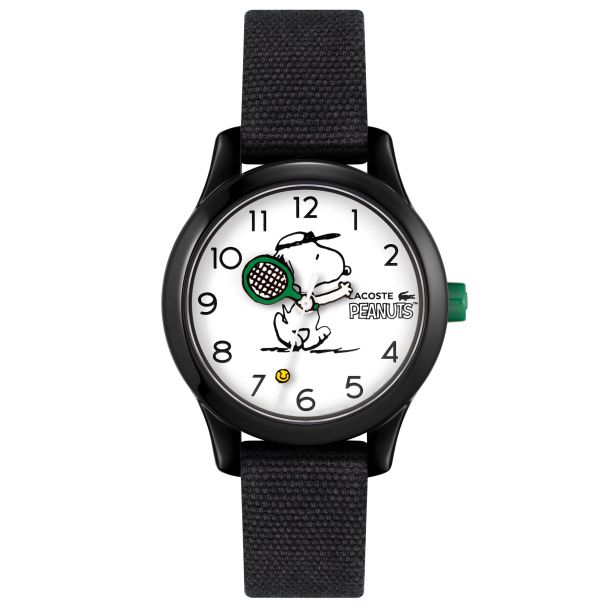 sygdom Forklaring boliger Lacoste 12.12 Peanuts Collab Kids Black Silicone Strap Watch | 32mm |  2030038 | REEDS Jewelers