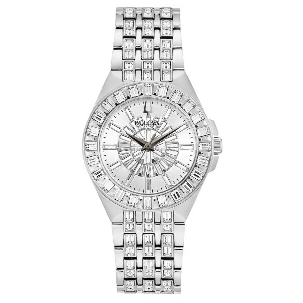 Bulova women's crystal stainless hotsell steel bracelet watch 32mm
