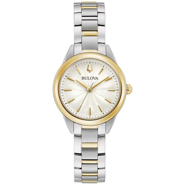 Ladies Bulova Classic Sutton Two Tone Stainless Steel Bracelet Watch 28mm 98L277 REEDS Jewelers