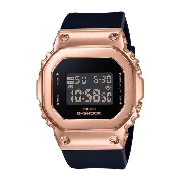 Ladies' Casio G-Shock Digital Rose Gold-Tone and Black Resin Strap Watch  GMS5600PG-1