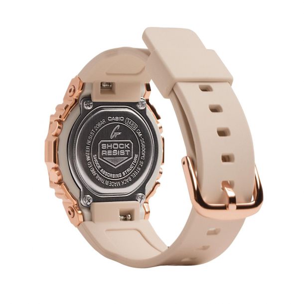 Ladies Casio G Shock Digital Rose Gold Tone and Pink Resin Strap Watch GMS5600PG 4 REEDS Jewelers