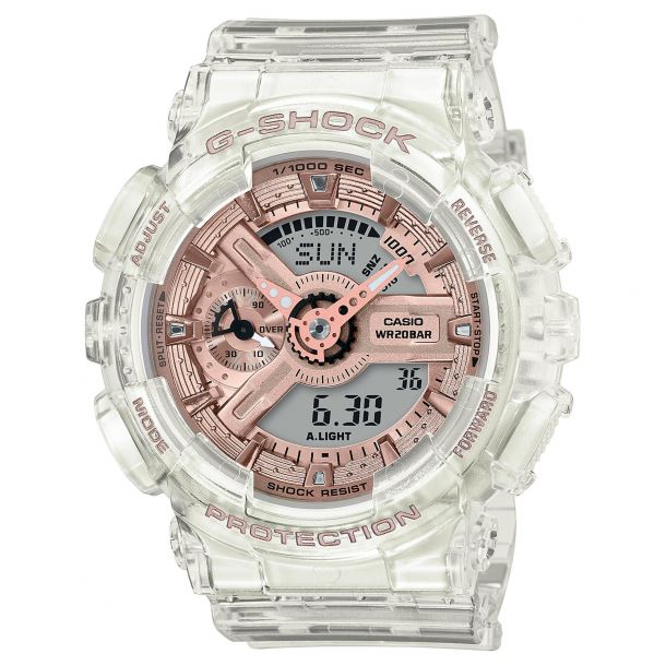 Ladies Casio G Shock Rose Gold Metallic Transparent Resin Watch
