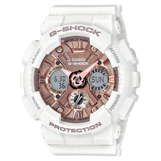 Ladies Casio G Shock S Series White Resin Watch GMAS120MF 7A2 REEDS Jewelers