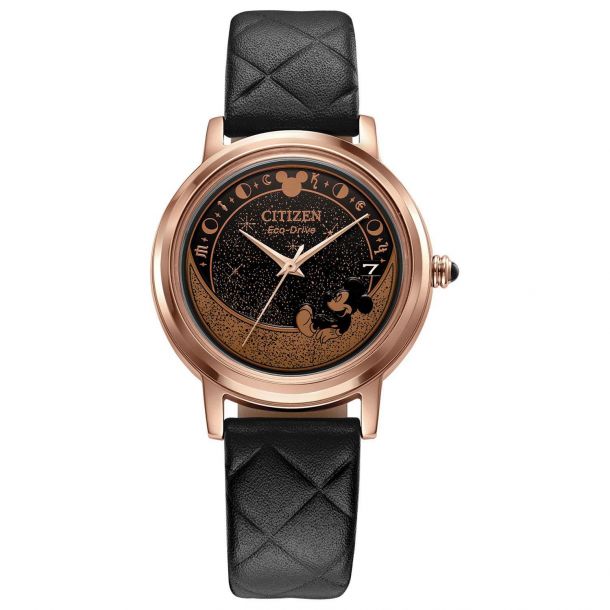Ladies' Citizen Eco-Drive Celestial Mickey Black Leather Strap