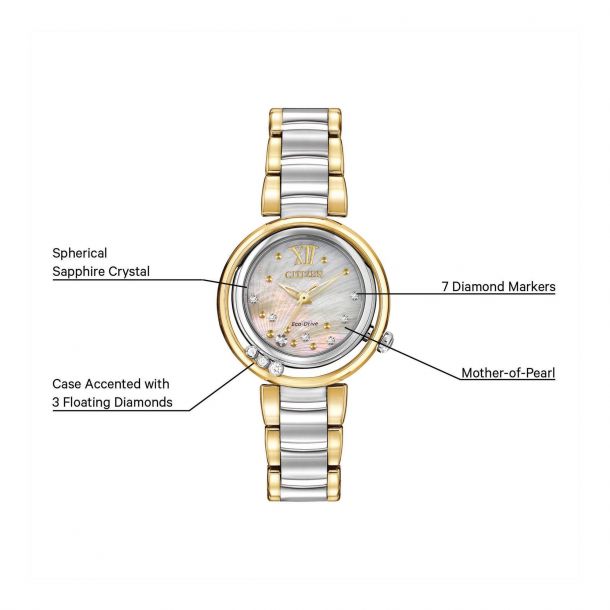 Ladies Citizen Eco Drive Two Tone Citizen L Sunrise Diamond Watch