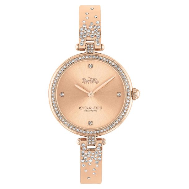 Ladies COACH Park Rose Gold Tone Crystal Watch 14503651