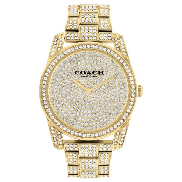 Ladies' COACH Preston Crystal Accent and Gold-Tone Bracelet Watch ...