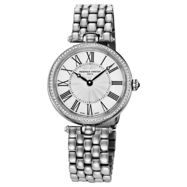 Ladies Frederique Constant Classics Art Deco Stainless Steel Diamond Watch FC 200MPW2ARD6B REEDS Jewelers