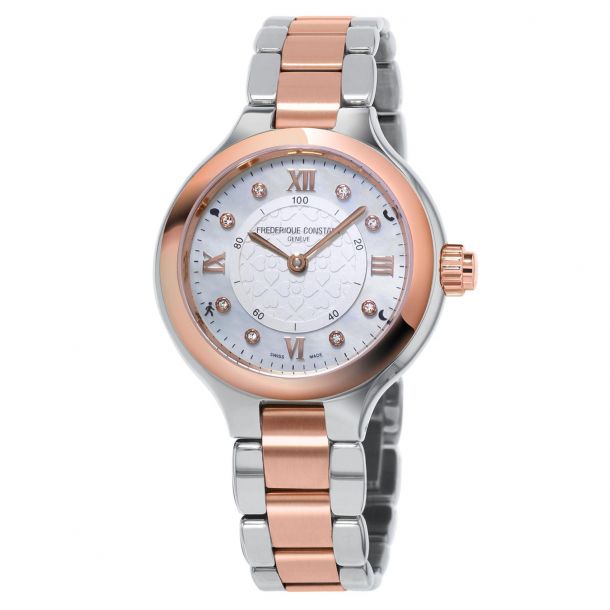 Ladies Frederique Constant Horological Two Tone and Diamond Smartwatch FC 281WHD3ER2B REEDS Jewelers