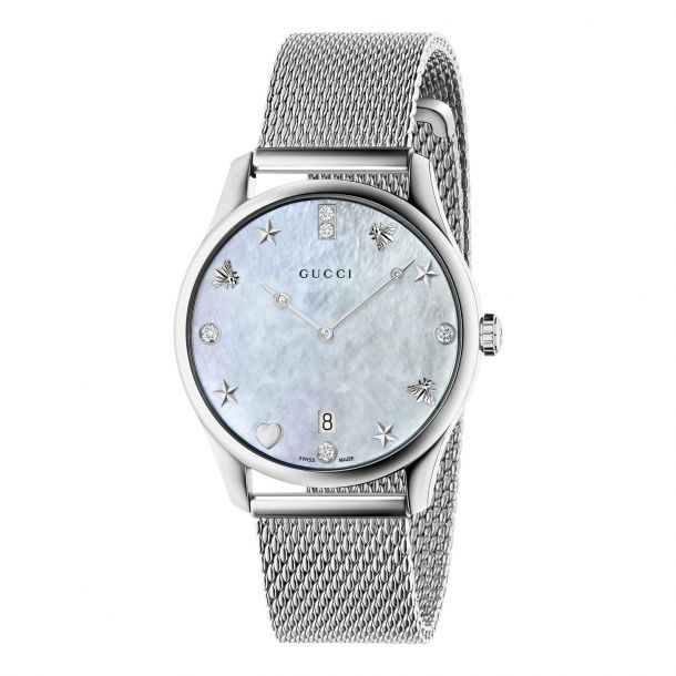 Gucci mother of sale pearl diamond watch