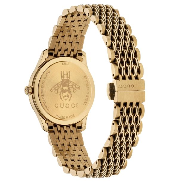 Ladies Gucci G Timeless Slim Silver Dial Gold Tone Watch 29mm