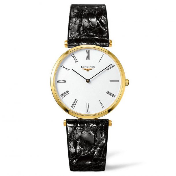 Ladies La Grande Classique de Longines PVD Black Leather Strap Watch L47552112 REEDS Jewelers