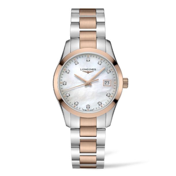 Ladies Longines Conquest Classic Diamond Dial and Two Tone Bracelet Watch L23863877 REEDS Jewelers