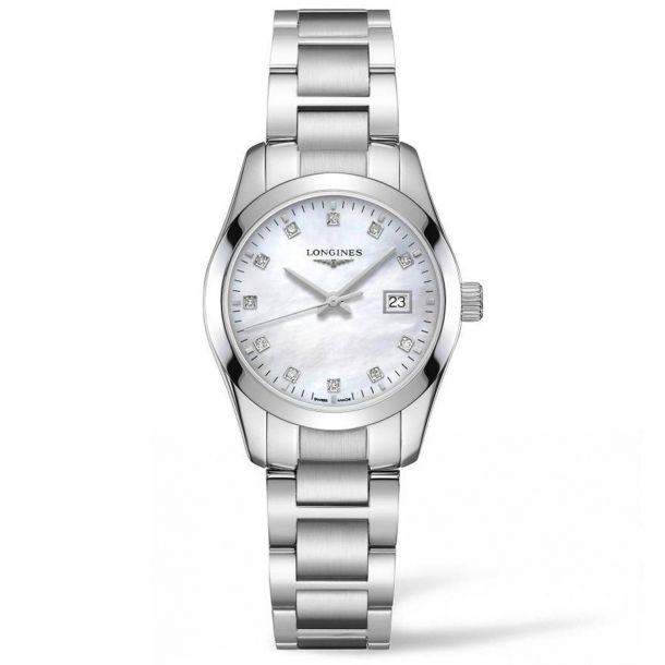 Ladies' Longines Conquest Classic Stainless Steel Diamond Watch ...