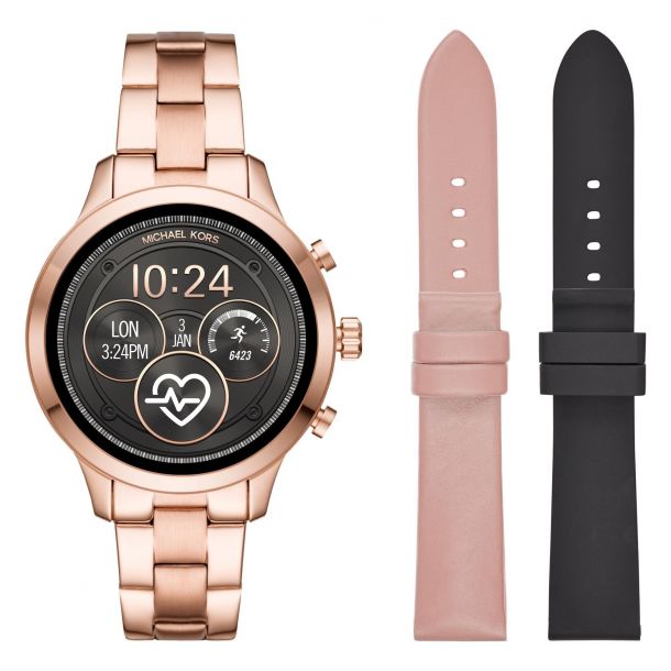 Ladies Michael Kors Access Runway Touchscreen Rose Gold Tone Smartwatch Gift Set MKT5054