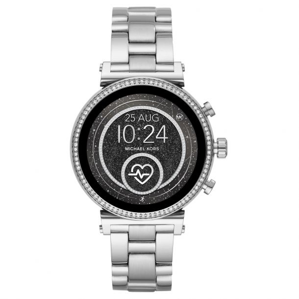 Ladies Michael Kors Access Sofie Heart Rate Silver Tone Smartwatch MKT5061