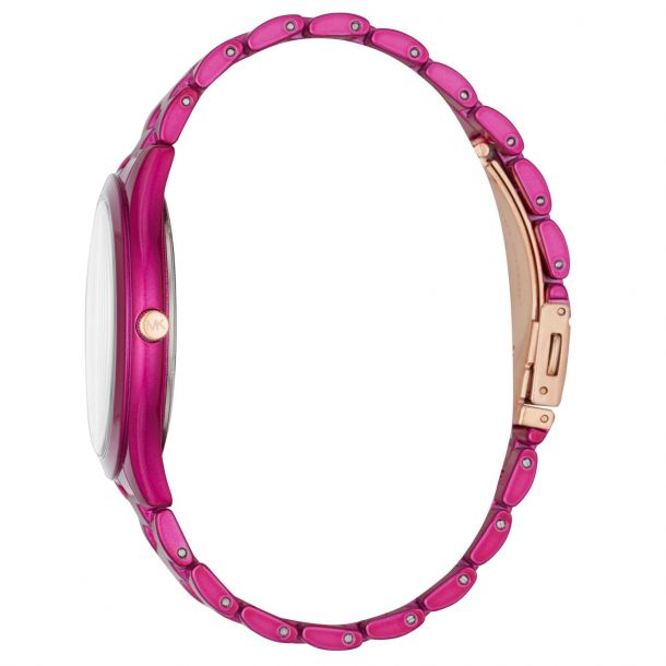 Ladies Michael Kors Slim Runway Pink Coated Stainless Steel Bracelet Watch MK4414 REEDS Jewelers