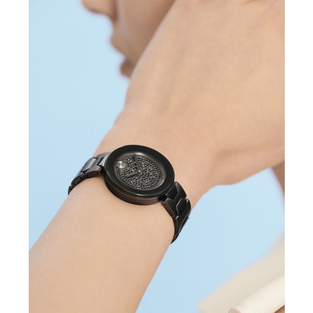 Movado bold top black with crystal
