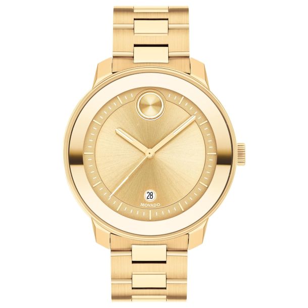 Ladies Movado BOLD Verso Gold Ion Plated Bracelet Watch 38mm