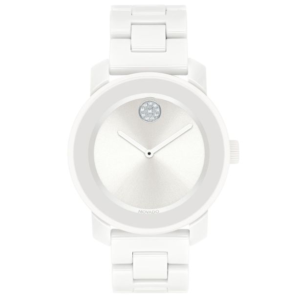 Ladies Movado BOLD White Ceramic Bracelet Watch 36mm 3600534