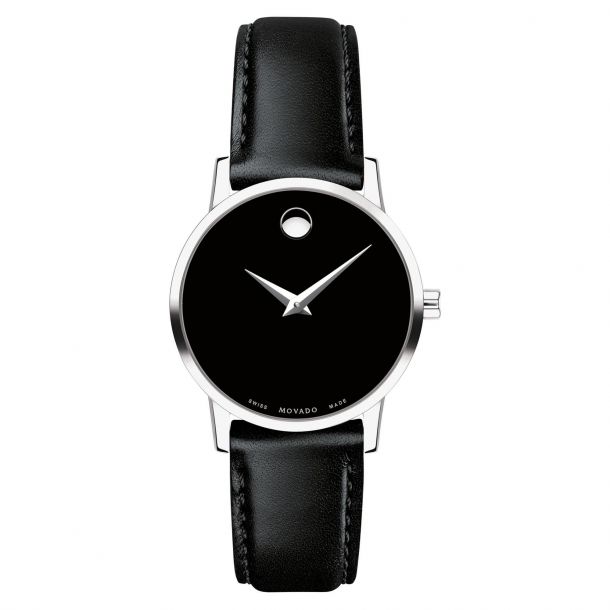 Ladies' Movado Museum Classic Stainless Steel Black Calfskin