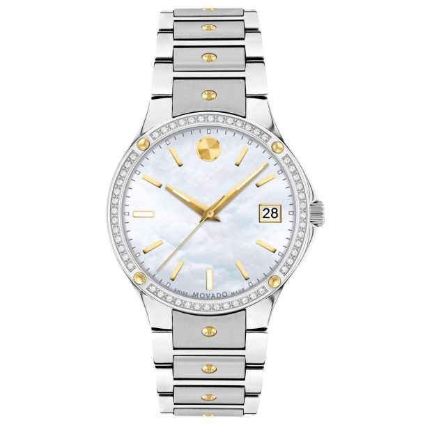 Ladies Movado SE Dual Finished Two Tone Diamond Bezel Watch 32mm 0607517 REEDS Jewelers