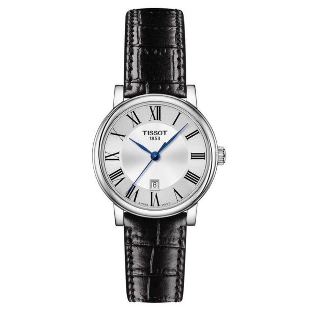 Tissot ladies watch black leather strap top