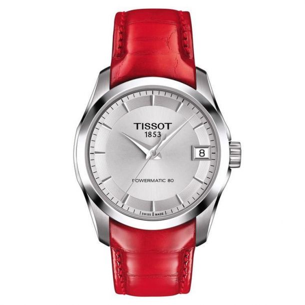 Tissot red deals leather watch