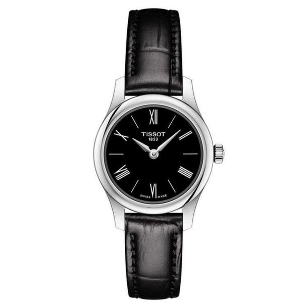 Ladies Tissot Tradition 5.5 Lady Black Leather Strap Watch T0630091605800